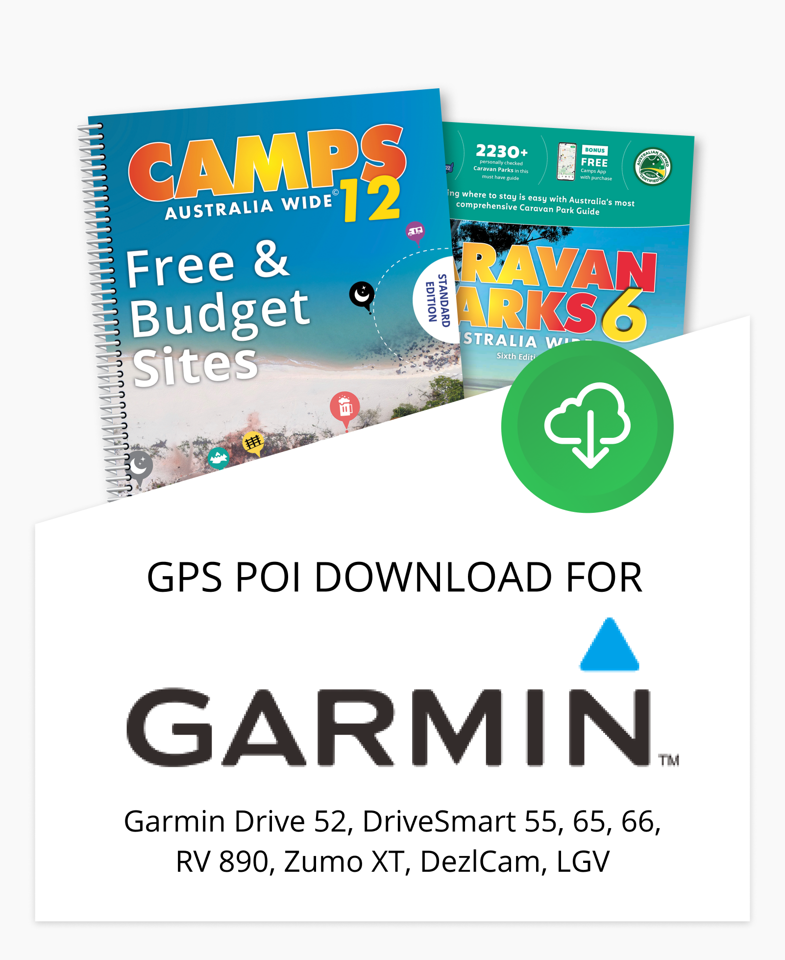 CAMPS Australia Wide Premium POIs for Garmin Drive 52, DriveSmart 55, 65, 66, RV 890, Zumo XT, DezlCam, LGV