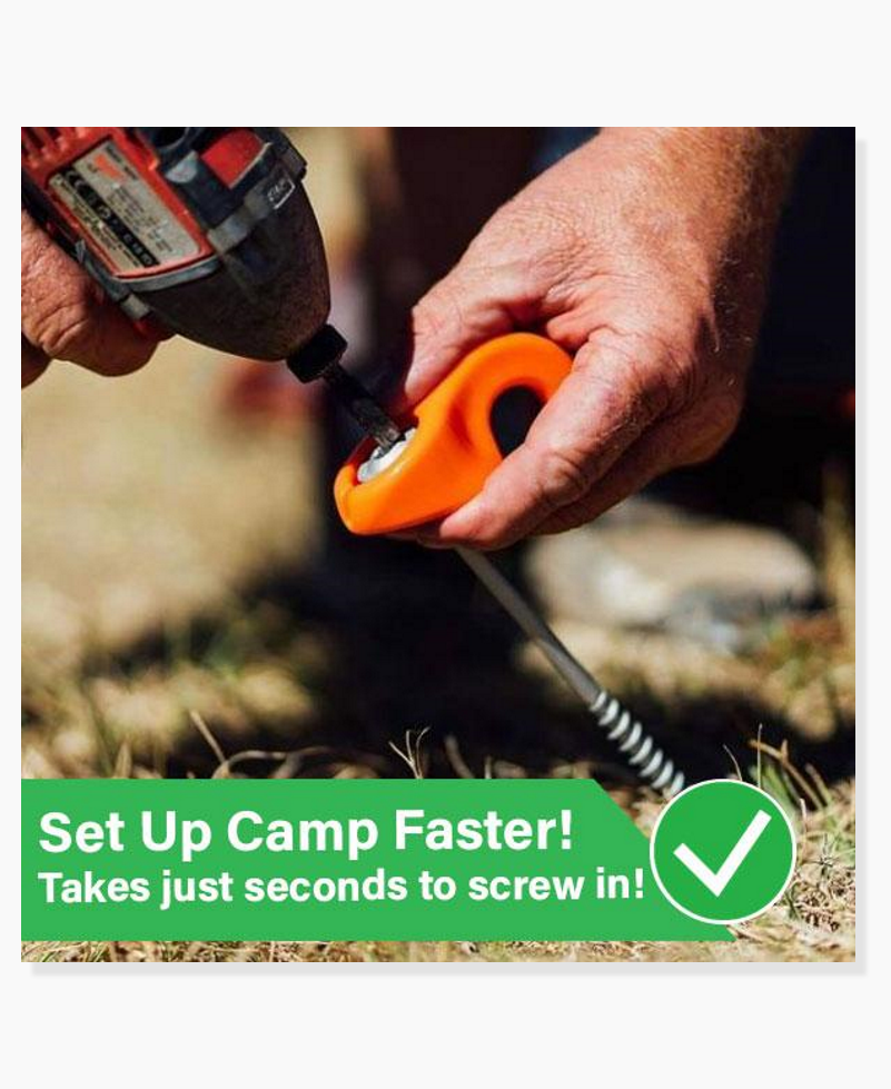 Fast & Secure Tent and Awning Anchor Kit - Ezy Screw In Pegs