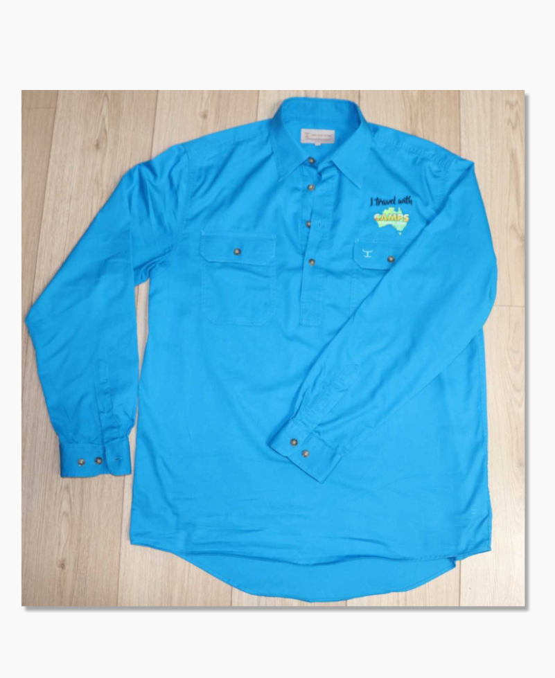 Mens Long Sleeve 100% Cotton Camp Shirt Camps Australia Wide