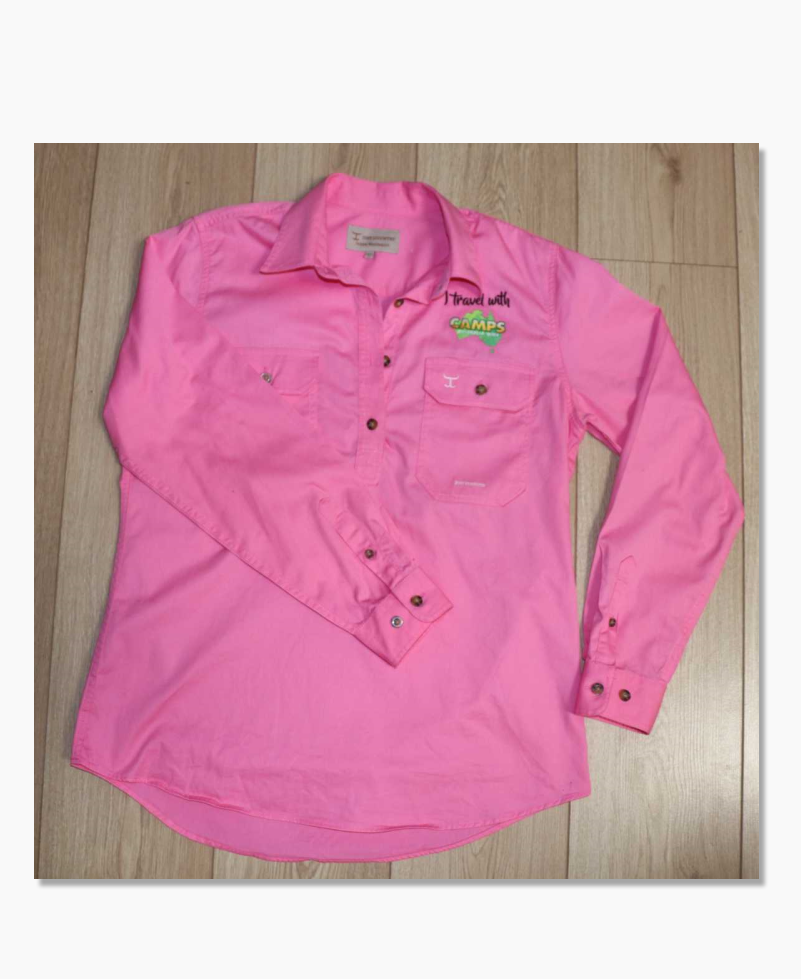 Ladies Long Sleeve 100% Cotton Camp Shirt